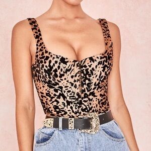 House Of CB ‘Jacqueline’ Leopard Print Devore Corset NWOT